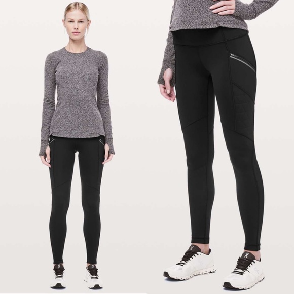 lululemon athletica Pants - Lululemon Toasty Tech Tight II Black Tech Fleece 2